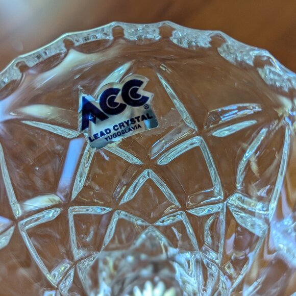 Small Lead ACC Crystal Vintage Hand Cut Vase 4" Yugoslavia - Picture 6 of 7